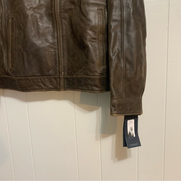 NWT Men’s Dark Brown Roundtree & Yorke Genuine Buffalo Luxury Zip Leather Coat - Picture 3 of 12